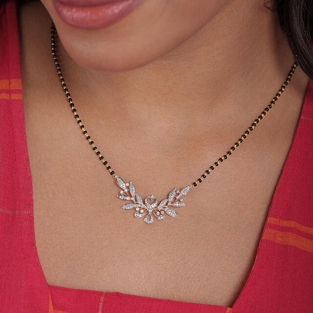 Enchanted Leaves 14 Kt Gold and Diamond Mangalsutra,,hi-res image number null