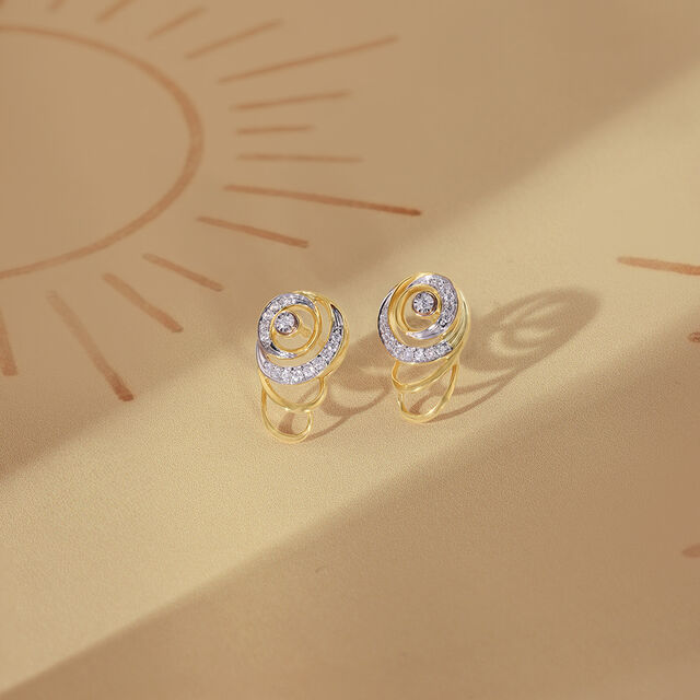 Solar Swirl Diamond Stud Earrings,,hi-res image number null