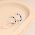 Edgy Mosaic Silver Hoops Earrings,,hi-res view 1