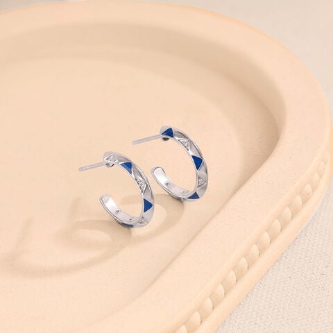 Edgy Mosaic Silver Hoops Earrings