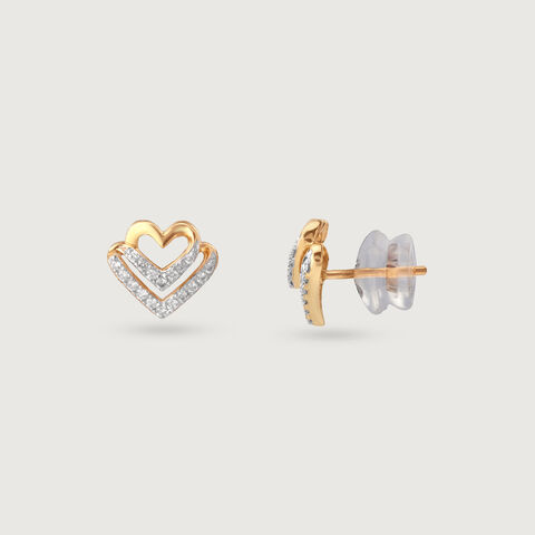 Dazzling Heartbeat Diamond Stud Earrings