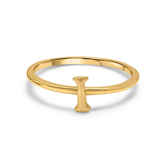 Letter I 14KT Yellow Gold Initial Ring,,hi-res view 4