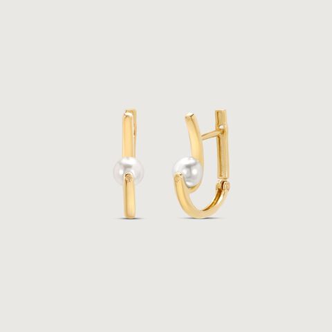 Mystic Arc Pearl Hoop Earrings