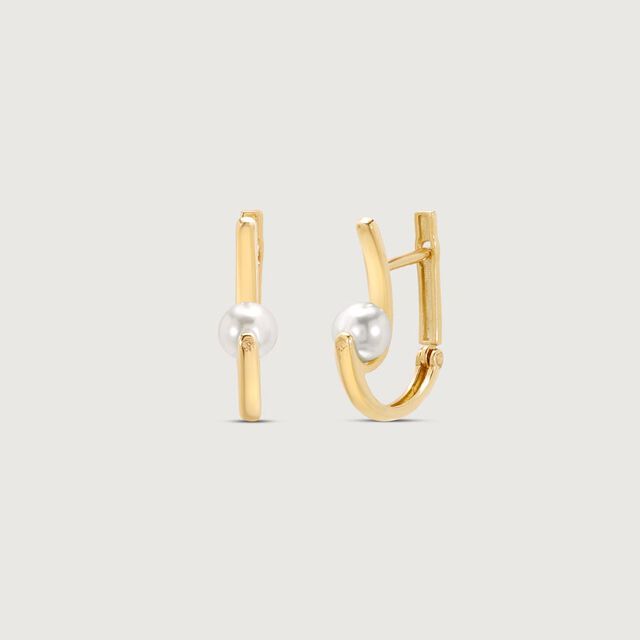 Mystic Arc Pearl Hoop Earrings,,hi-res image number null