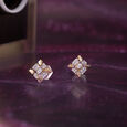 Sequin Grid Gold & Diamond Stud Earrings,,hi-res view 1