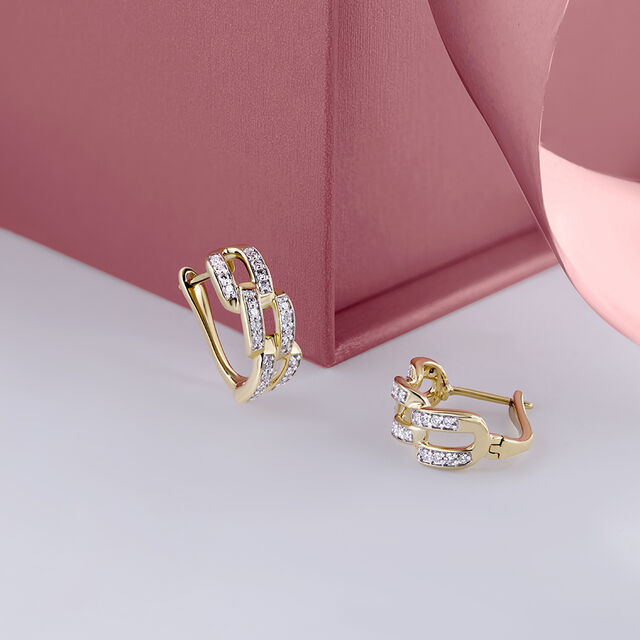 Twist Charm Gold & Diamond Hoop Earrings,,hi-res image number null