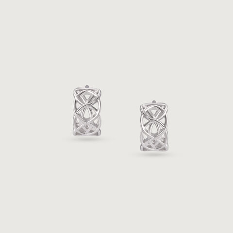 Edgy Maze Silver Earrings