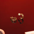 Wave Pattern Gold Hoop Earrings,,hi-res view 1