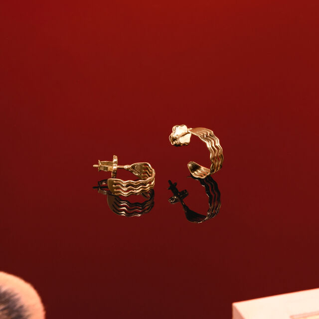 Wave Pattern Gold Hoop Earrings,,hi-res image number null