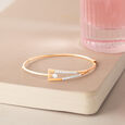 Sculpted Edge Gold & Diamond Bangle,,hi-res view 1