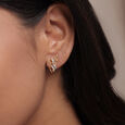 Luxe Leaf 14 Kt Gold and Diamond Stud Earrings,,hi-res view 2