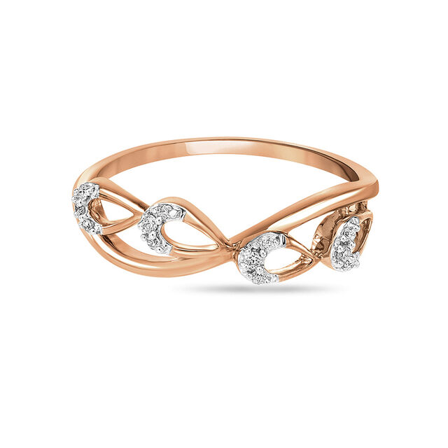 18KT Pretty Diamond Rose Gold Ring,,hi-res view 2