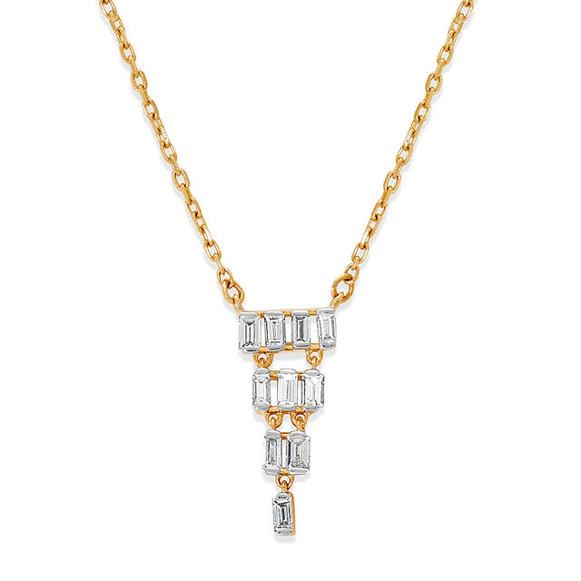 14KT Yellow Gold Waterfall Drift Diamond Necklace,,hi-res view 2