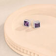 Vivid Geometric Amethyst Silver Stud Earrings,,hi-res view 1