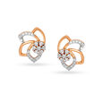 Aesthetic 18KT Gold Diamond Floral Ear Stud Earrings,,hi-res view 2