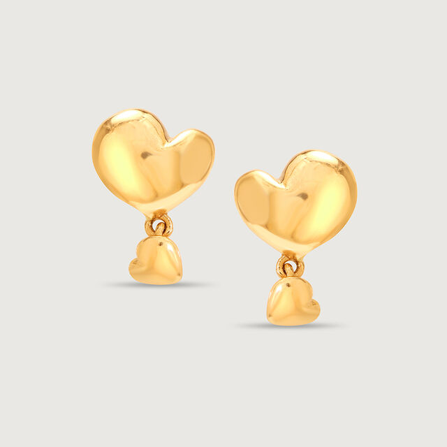 Bubbling Heart 14KT Gold Stud Earring for her,,hi-res image number null