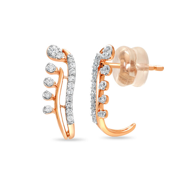 14kt Rose Gold Subtle Sparkle Diamond Hoop Earring,,hi-res image number null