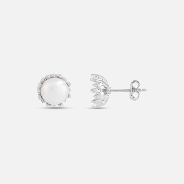 Gorgeous Pearl Silver Stud Earrings,,hi-res image number null