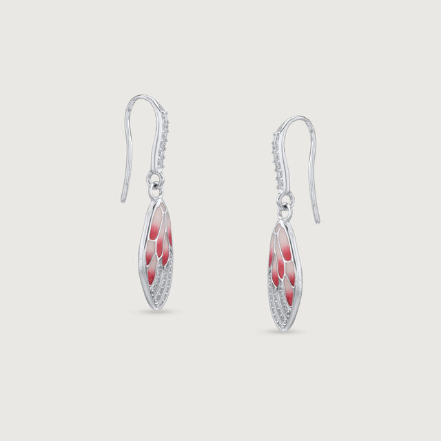 Blush Wing Silver Hoop Earrings,,hi-res image number null