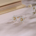 Sparkling Symmetry Gold & Diamond Stud Earrings,,hi-res view 1