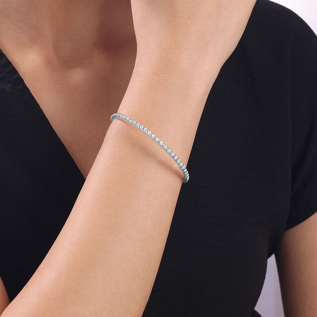 Dainty Sparkling Silver Bangle,,hi-res image number null