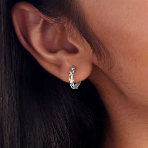 Braided Luster Silver Hoop Earrings