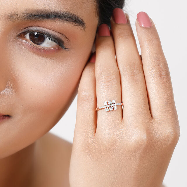 14KT Rose Gold Sculpted Sparkle Diamond Finger Ring,,hi-res image number null