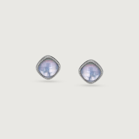 Dreamy Gleam Quartz Silver Stud Earrings