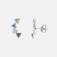 Electric Pop Silver Stud Earrings,,hi-res view 3