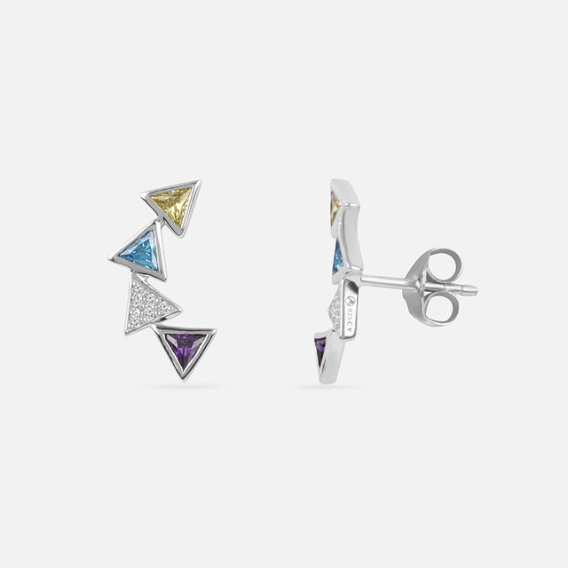 Electric Pop Silver Stud Earrings,,hi-res image number null