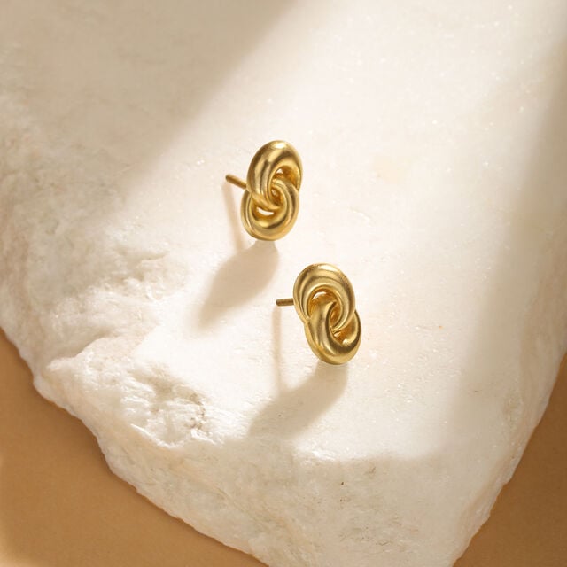 22KT Yellow Gold Intertwined Stud Earrings,,hi-res view 1