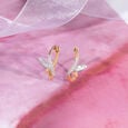 Leafy Shine Gold & Diamond Hoop Earrings,,hi-res view 1