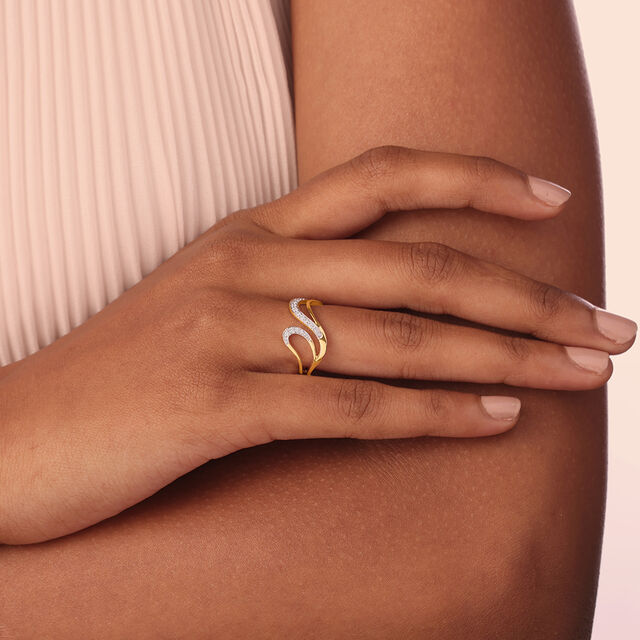 Eternal Wave 14 Kt Gold & Diamond Ring,,hi-res image number null