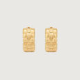 Woven Texture Gold Hoop Earrings,,hi-res view 3