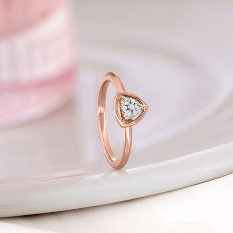 Trendy Triangle Gold & Diamond Finger Ring