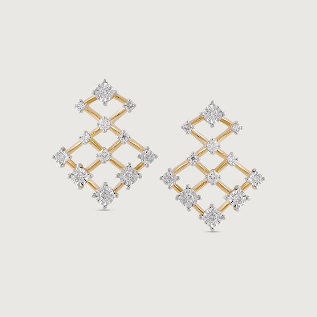 Sequin Shine Gold & Diamond Stud Earrings,,hi-res image number null