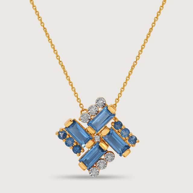 Tranquillity Twirls 14KT Diamond & London Topaz Necklace,,hi-res image number null
