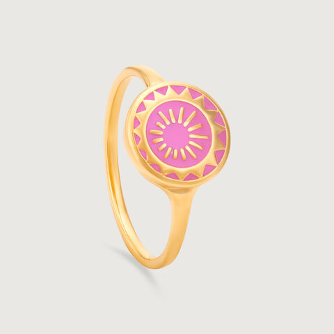 Luminous Sunset Enamel Gold Signet Ring
