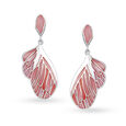 Silver Earrings For Women With Dangling Butterfly Wing Embellished By Multi-Coloured Mother Of Pearls,,hi-res view 1