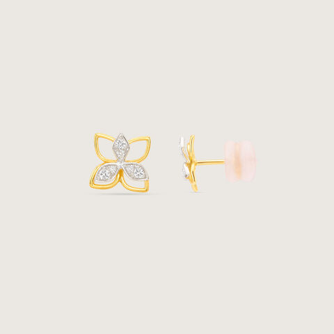Exquisite Flourishing Diamond Platinum Gold Stud Earrings