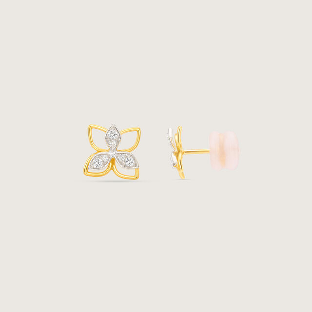 Exquisite Flourishing Diamond Platinum Gold Stud Earrings,,hi-res image number null