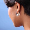 Intricate Radiant Mother of Pearl Silver Hoop Earrings,,hi-res view 2