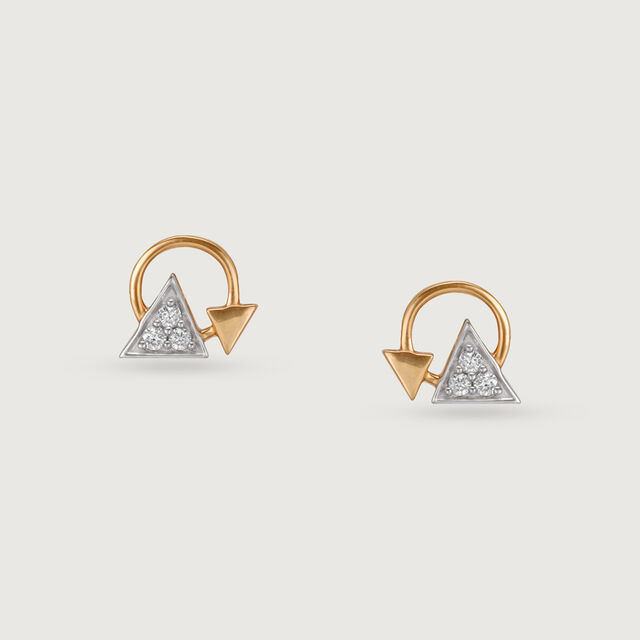 Dainty Triangles Diamond 14KT Yellow Gold Stud Earrings,,hi-res image number null