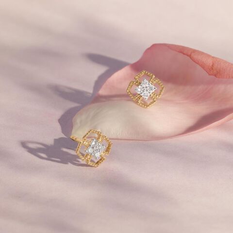 Golden Bloom Diamond Stud Earrings