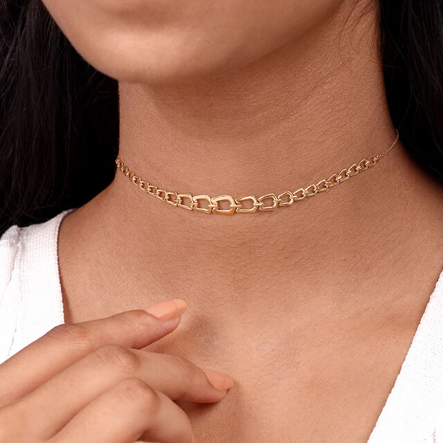 Square Symphony 14KT Yellow Gold Necklace/Choker,,hi-res view 2
