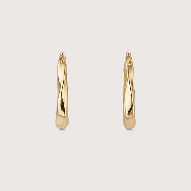 Sculpted Triangle Gold Hoop Earrings,,hi-res image number null