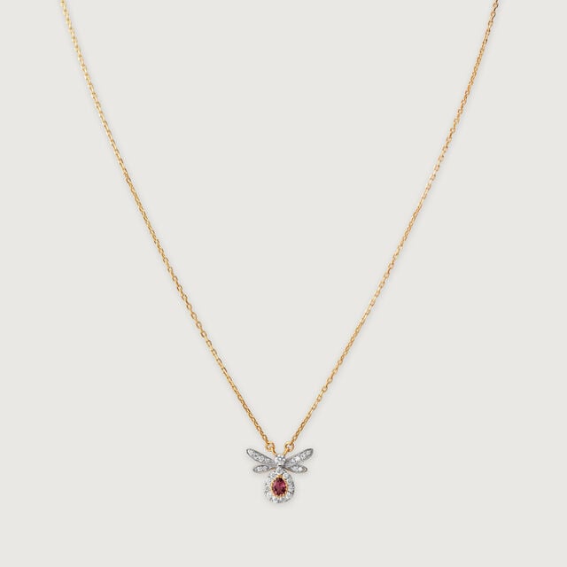 Whimsical Wings 14 Kt Gold & Gemstone Pendant with Chain,,hi-res image number null