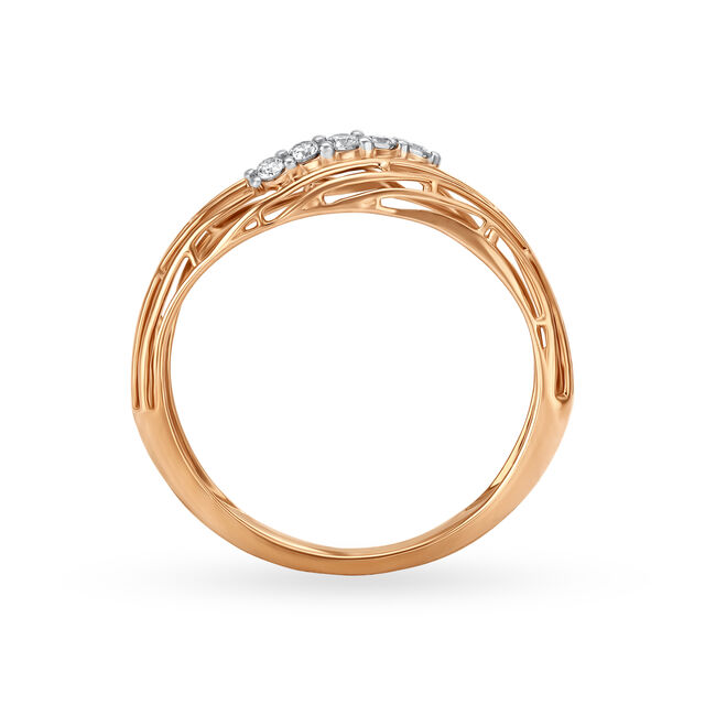 14KT Rose Gold Diamond Finger Ring,,hi-res view 3