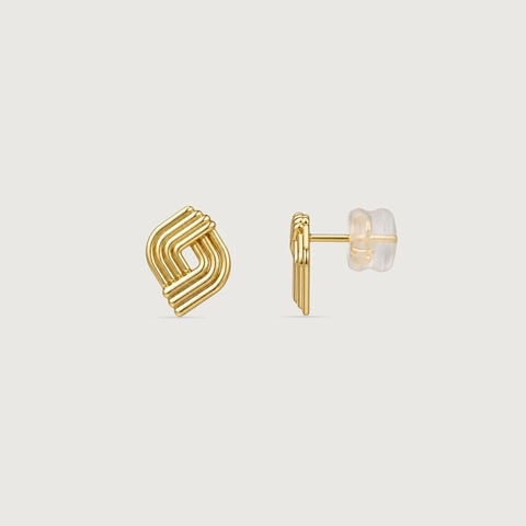 Layered Rhythm Gold Stud Earrings