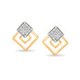14KT  Yellow Gold Sparkling Trio of Rhombus Diamond Stud Earring,,hi-res view 2